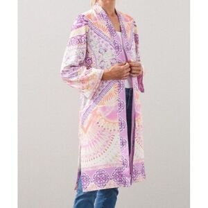 Chicos Coastal Tile Duster Women’s M Kimono multi spring/summer pastels Easter